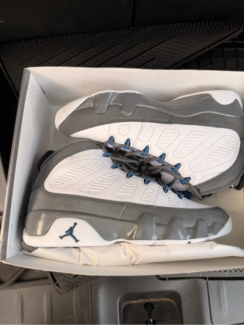 Men's Gray and White Jordan 9 Basketball Shoes